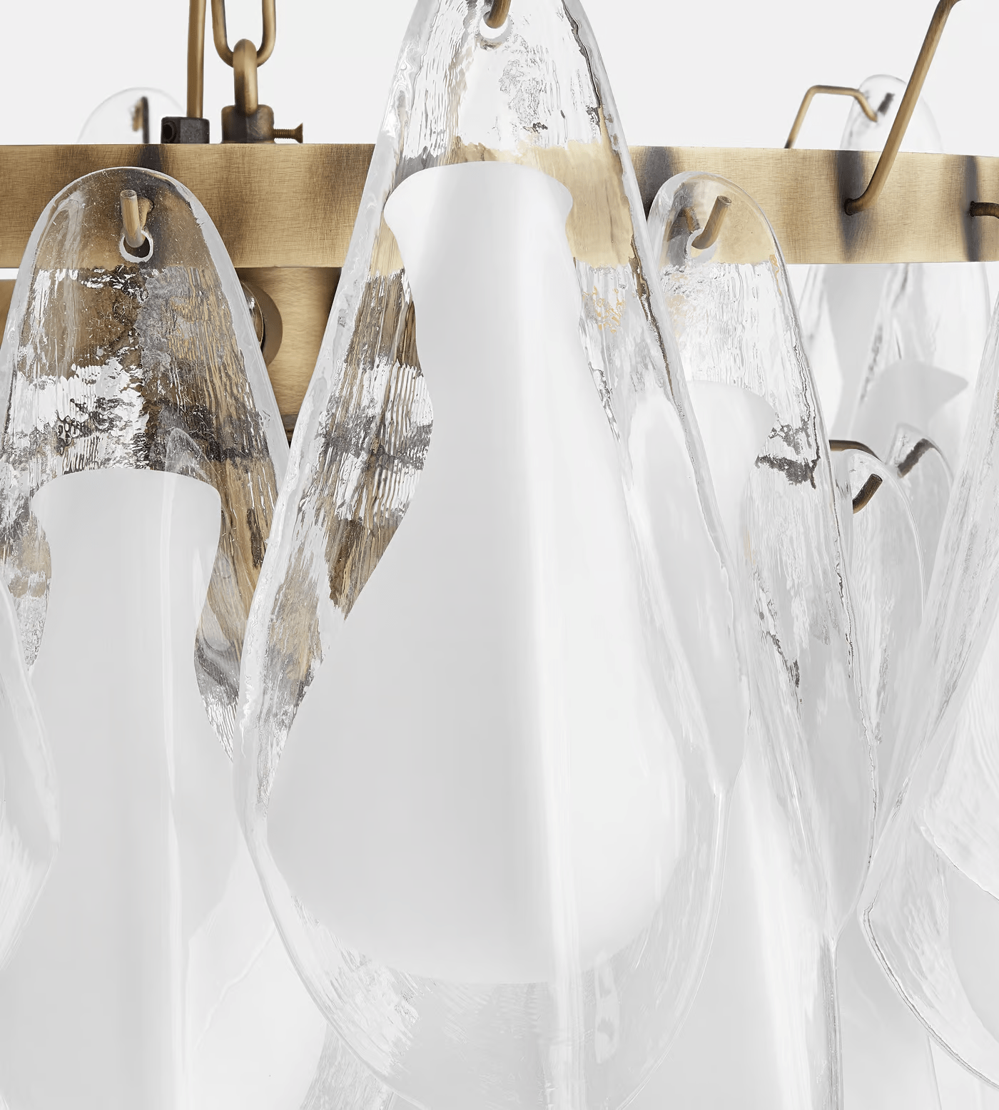 Aurora Chandelier White Leaf Glass Layered Modern