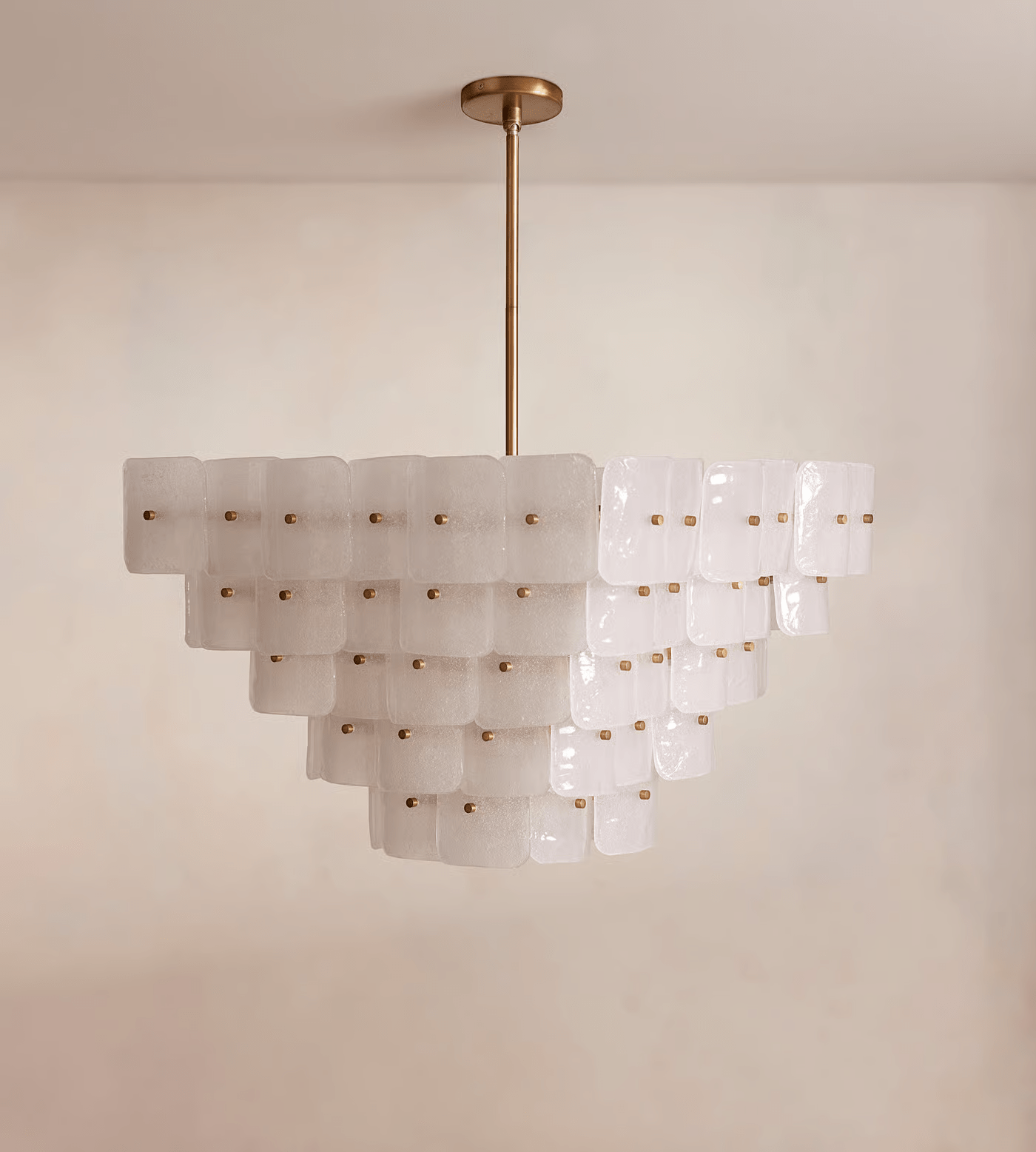 Aurora Chandelier White Frosted Glass Geometric Tiered