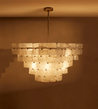 Aurora Chandelier White Frosted Glass Geometric Tiered