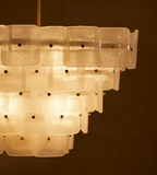 Aurora Chandelier White Frosted Glass Geometric Tiered
