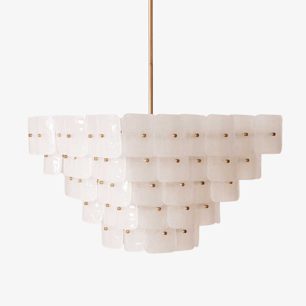 Aurora Chandelier White Frosted Glass Geometric Tiered