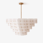 Aurora Chandelier White Frosted Glass Geometric Tiered