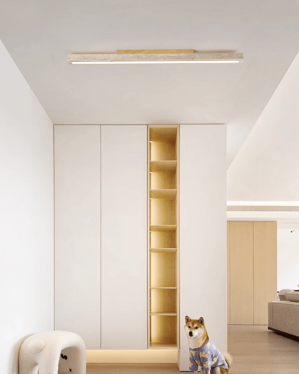 Orvenarae Minimalist Travertine Linear Ceiling Light