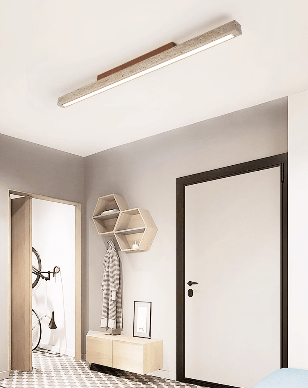 Orvenarae Minimalist Travertine Linear Ceiling Light