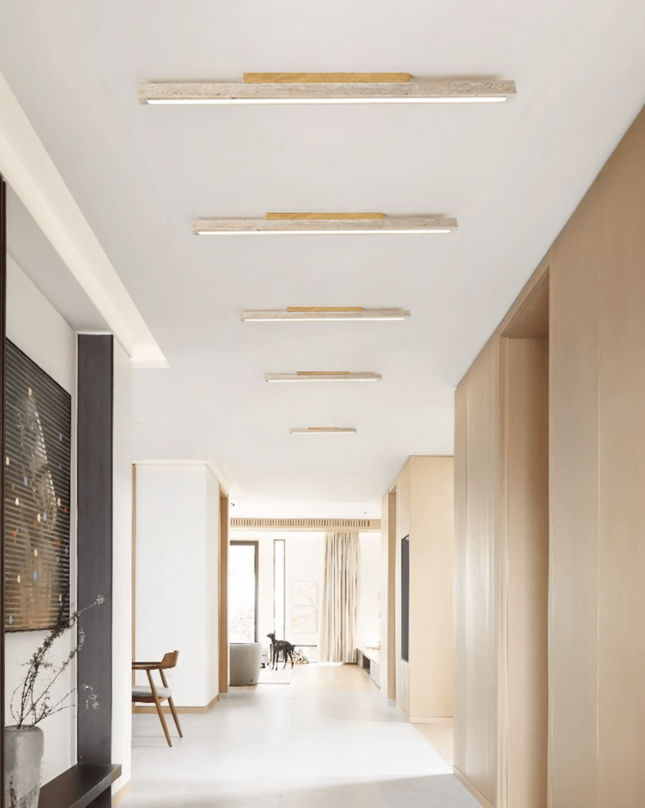 Orvenarae Minimalist Travertine Linear Ceiling Light