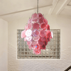 Aurora Chandelier Pink Murano Glass Handblown Discs