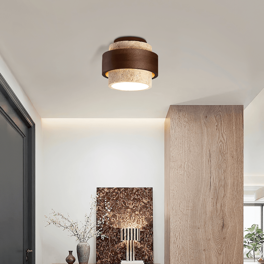Eltalor Layered Ring Travertine Ceiling Light