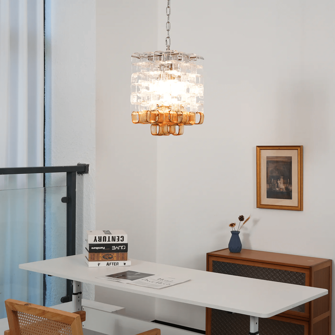 Aurora Chandelier Murano Glass Interlocking Geometric