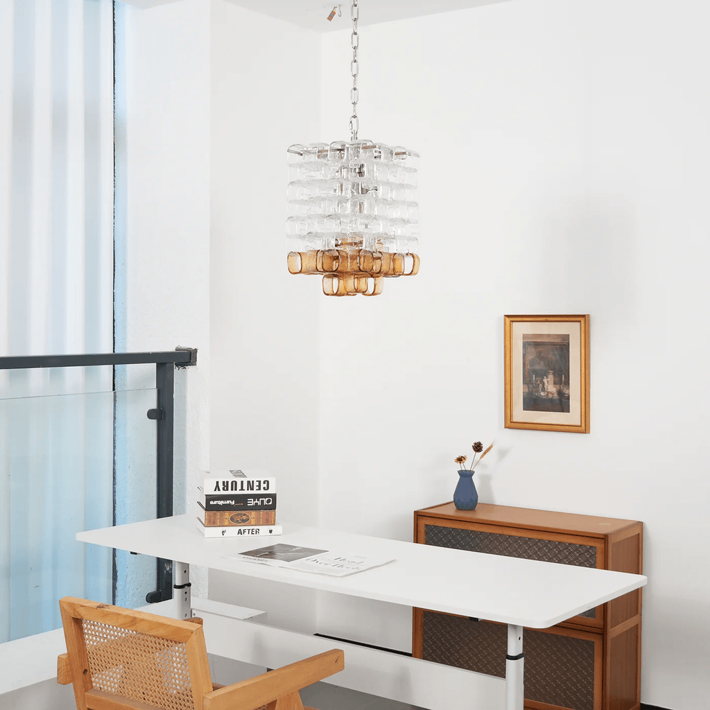 Aurora Chandelier Murano Glass Interlocking Geometric