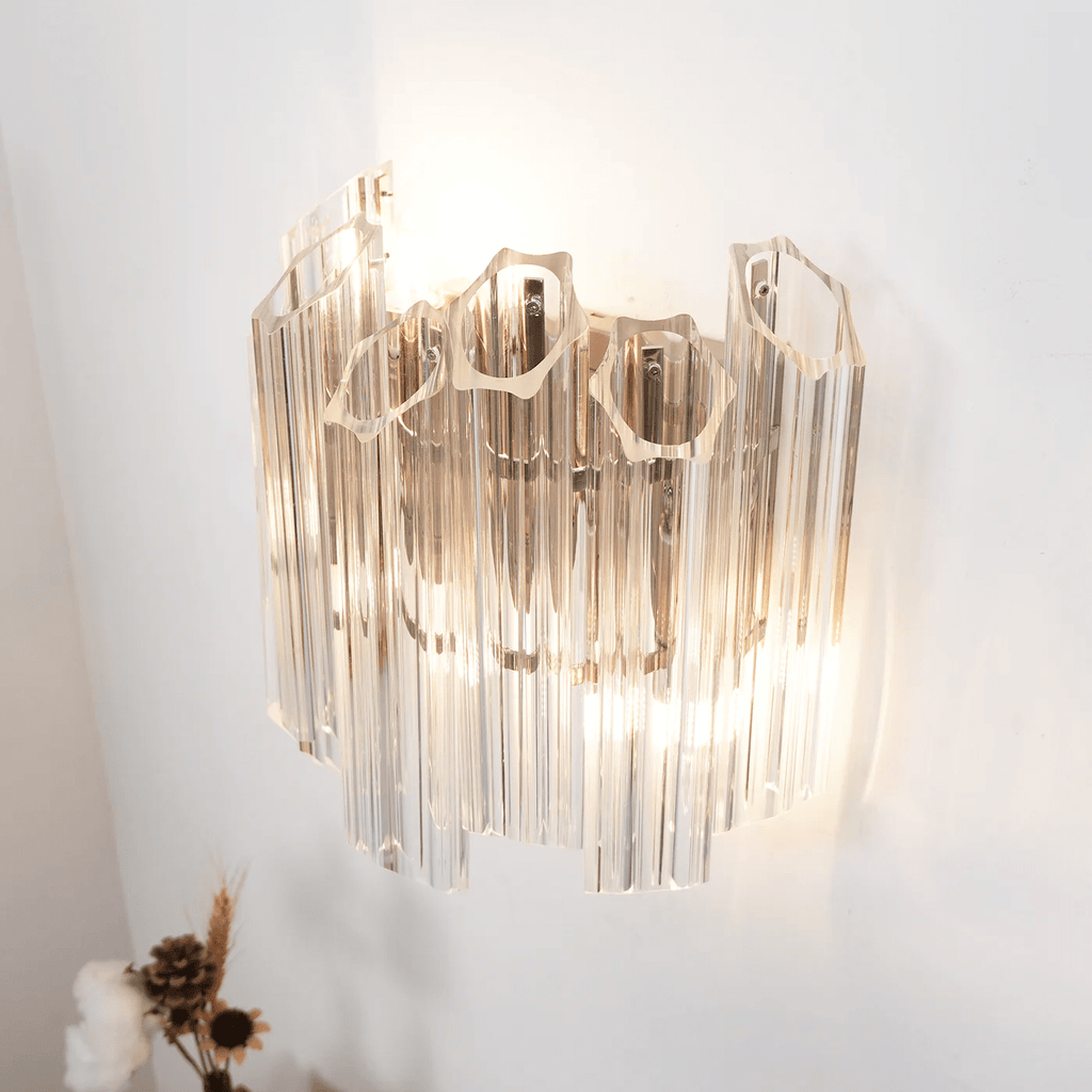 Aurora Wall Lamp Clear Murano Glass Tube Cascade