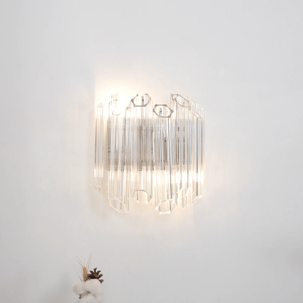 Aurora Wall Lamp Clear Murano Glass Tube Cascade