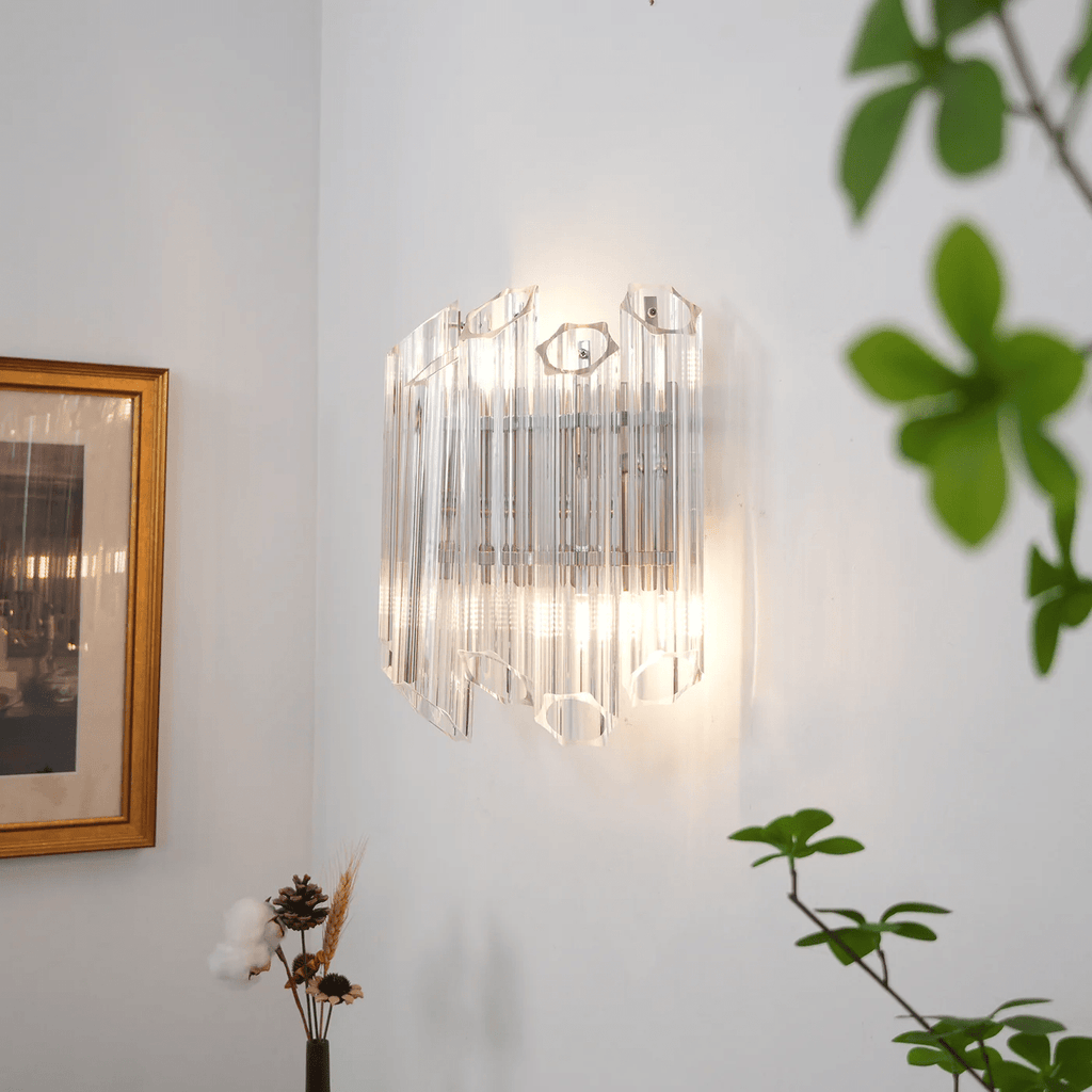 Aurora Wall Lamp Clear Murano Glass Tube Cascade