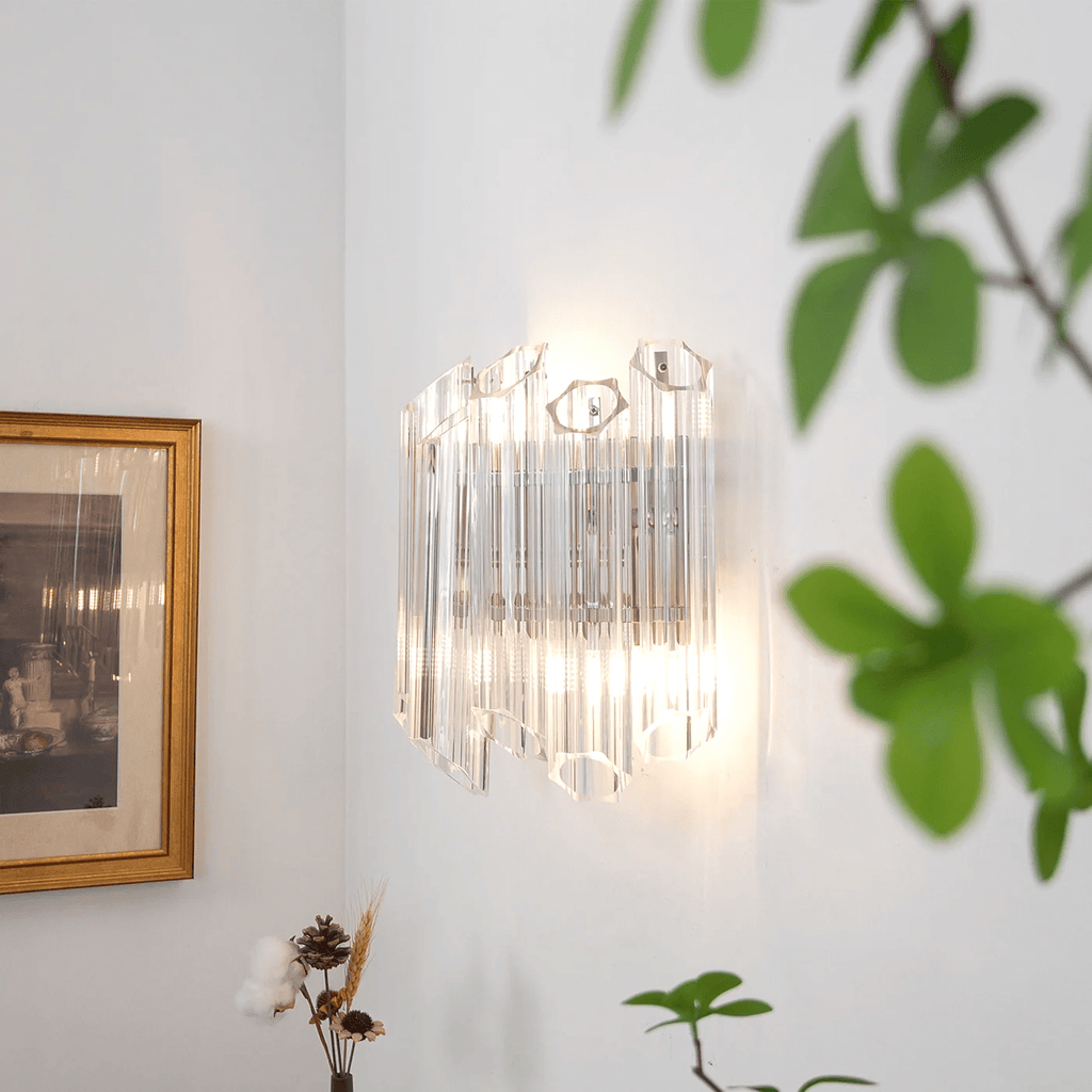 Aurora Wall Lamp Clear Murano Glass Tube Cascade