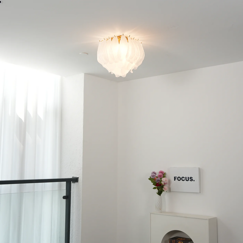 Aurora Ceiling Lamp Murano Petal Hand-Blown Glass Flushmount
