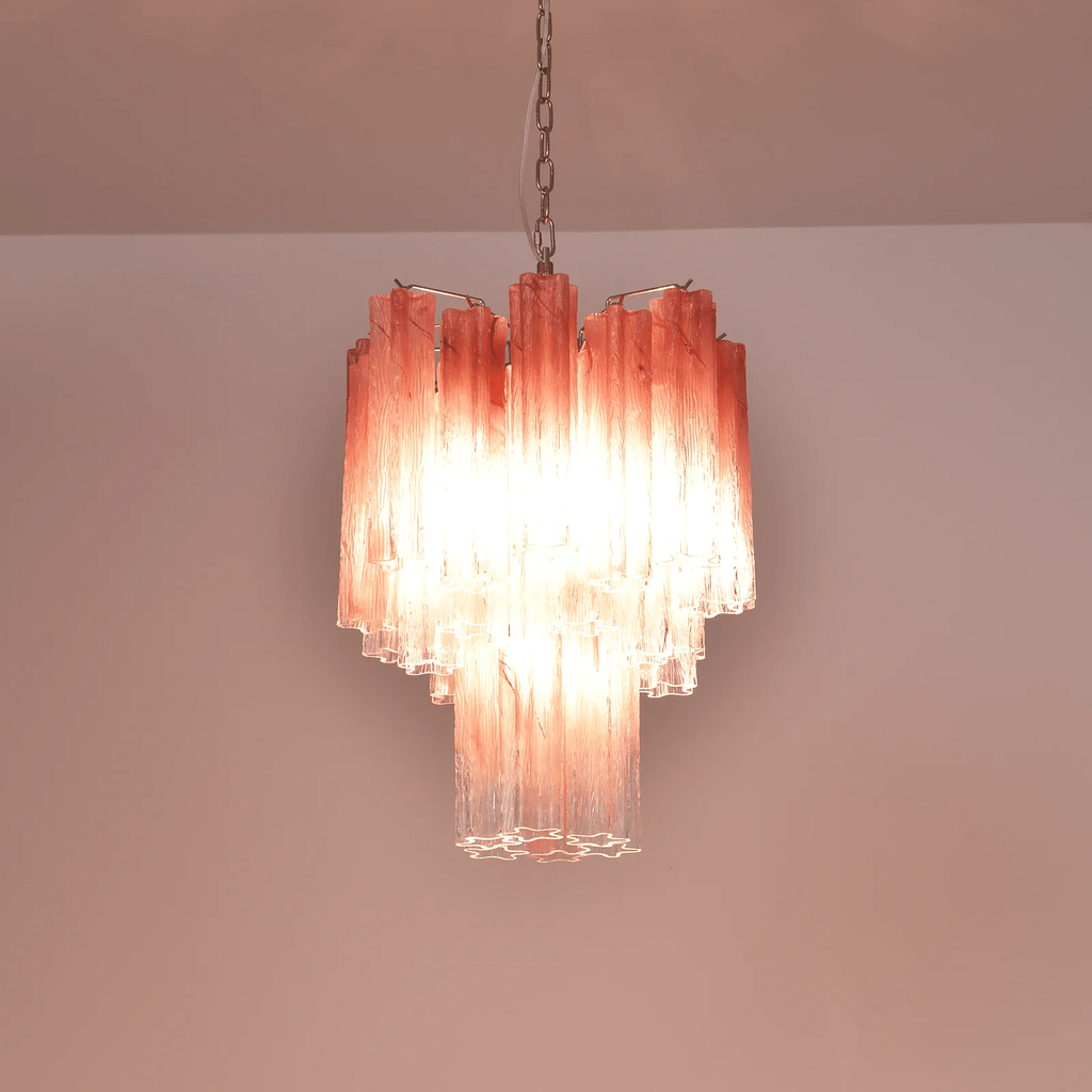 Aurora Chandelier Rose Gradient Murano Glass Tiered