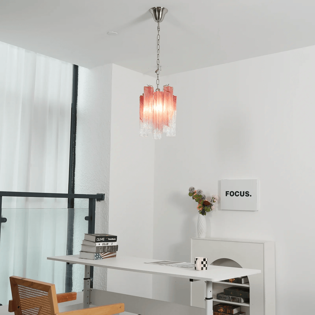 Aurora Chandelier Pink Gradient Murano Glass