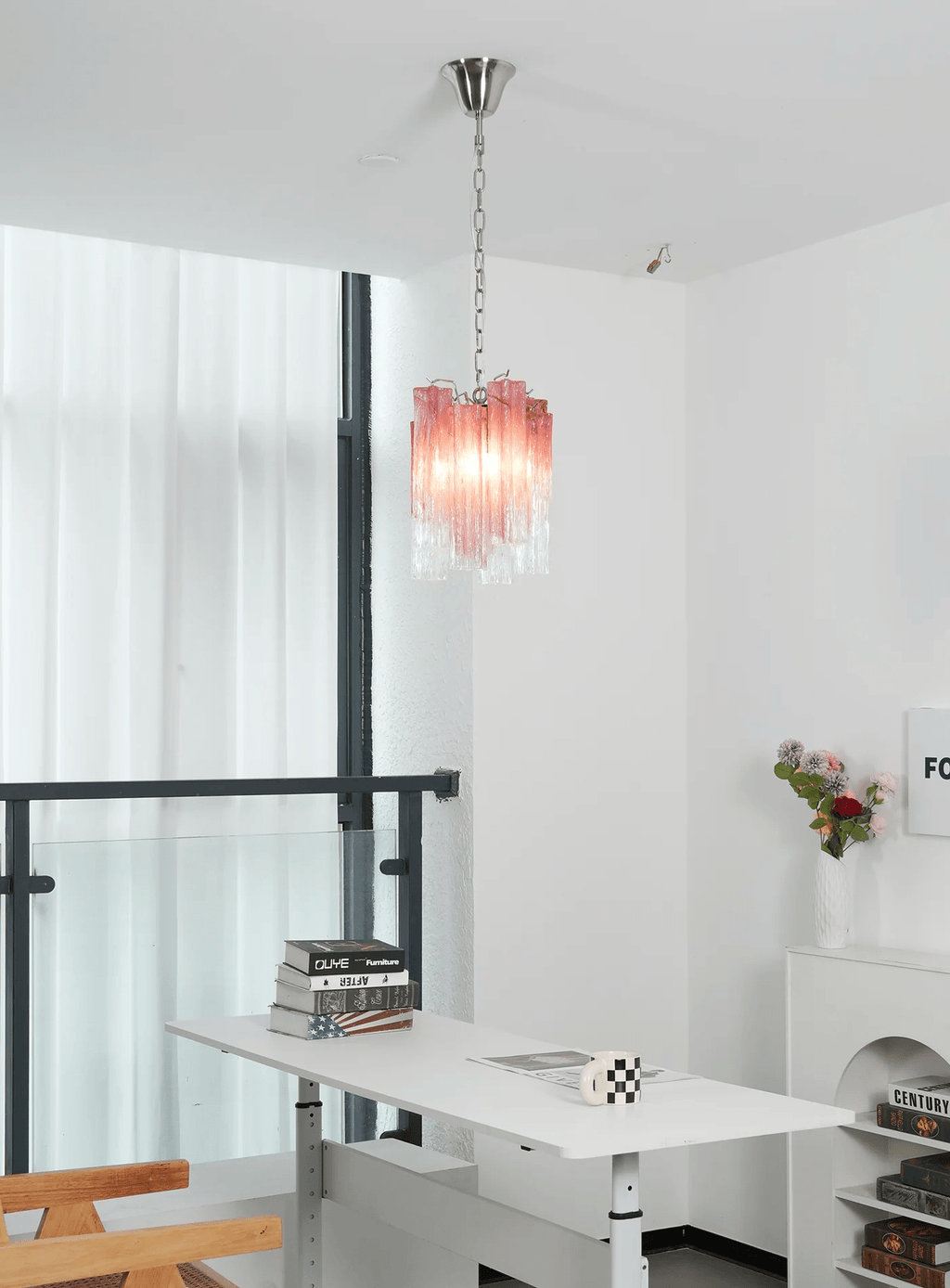 Aurora Chandelier Pink Gradient Murano Glass