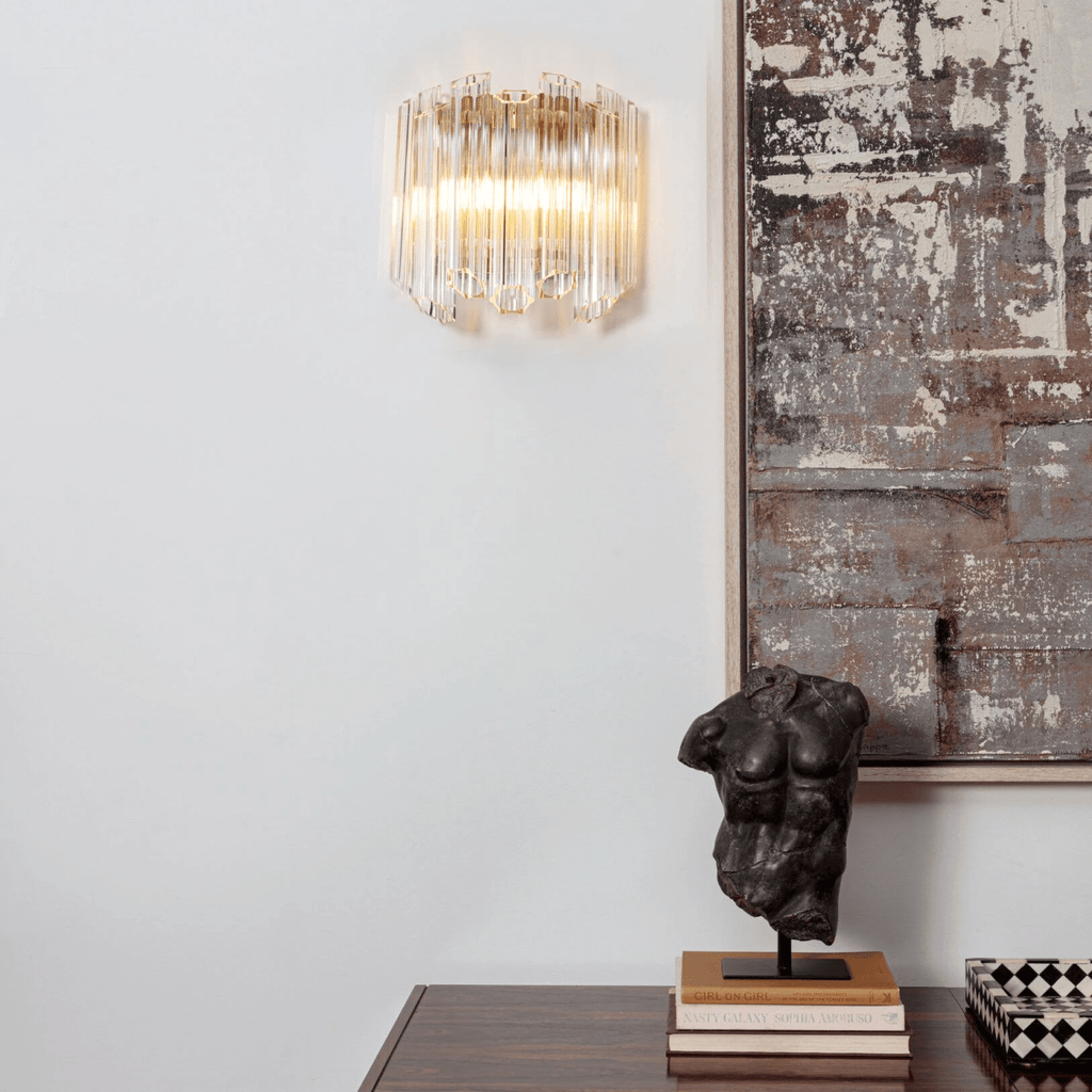 Aurora Wall Lamp Clear Murano Glass Tube Cascade