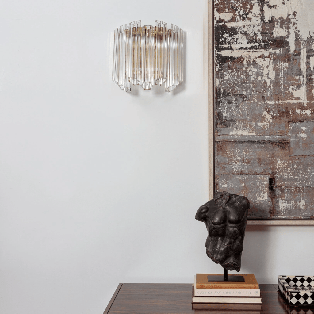 Aurora Wall Lamp Clear Murano Glass Tube Cascade