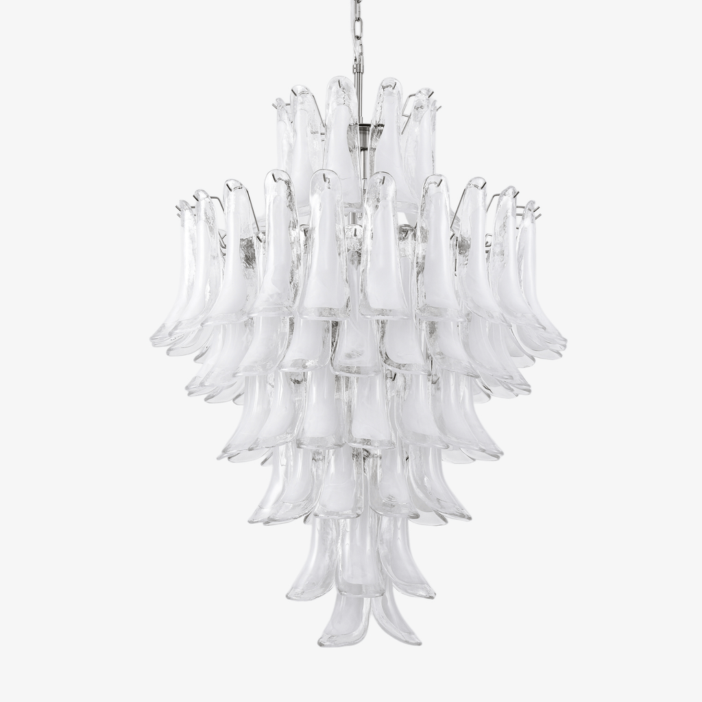 Aurora Chandelier White Cloud Glass Petals