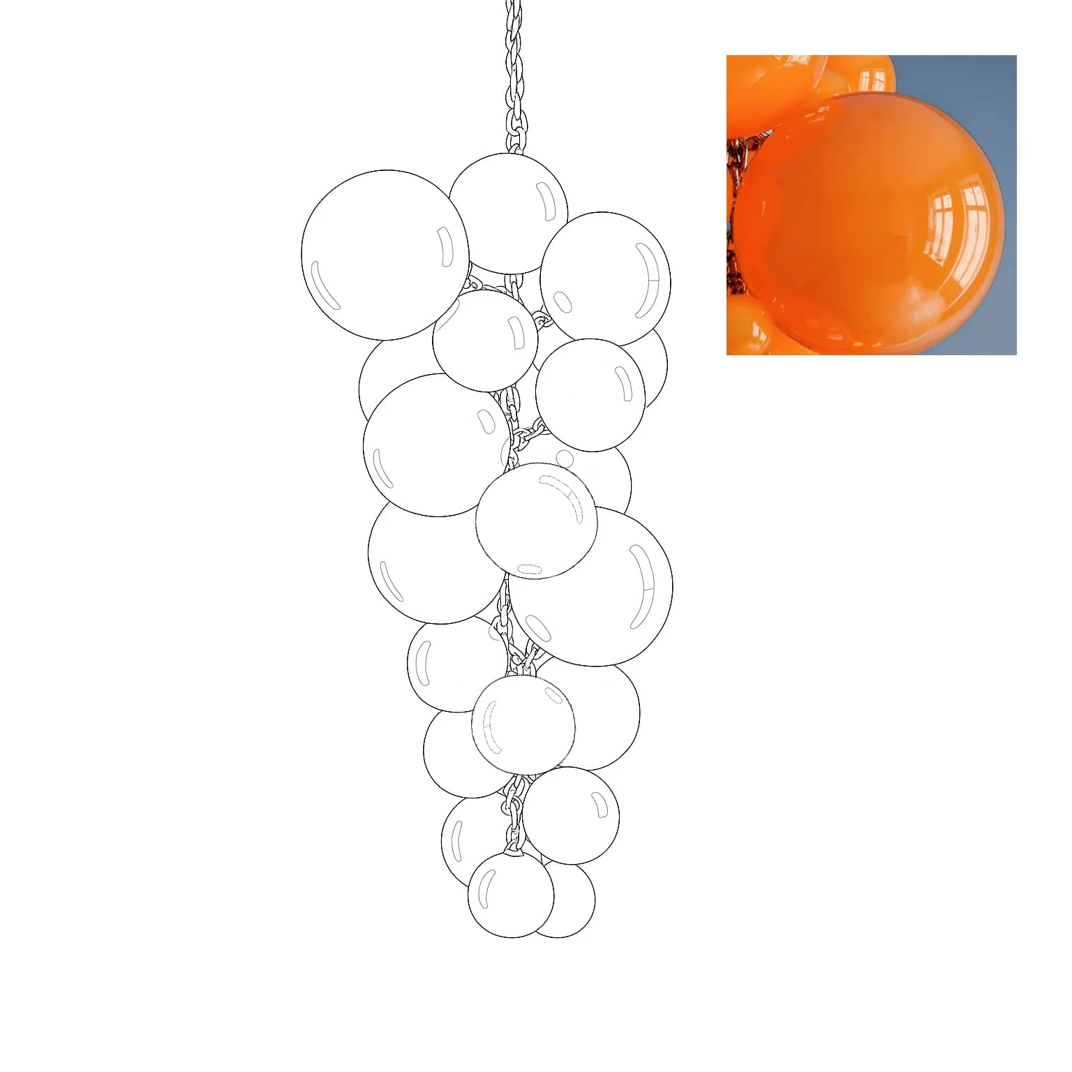 Aurora Chandelier Murano Glass Grape Cluster Art Deco