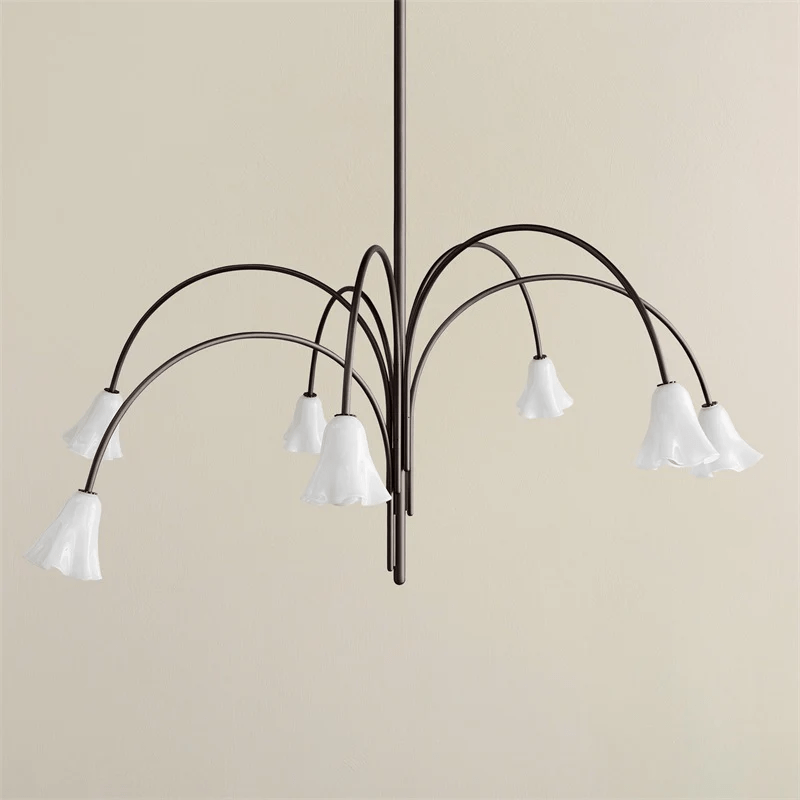 Aurora Chandelier Blossom Petal Glass Arms