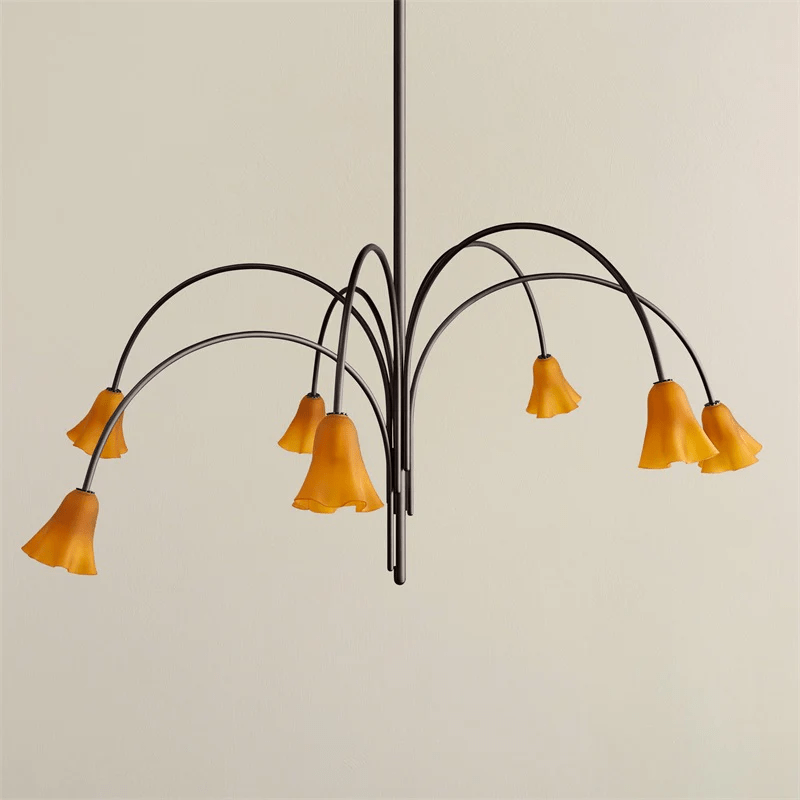 Aurora Chandelier Blossom Petal Glass Arms