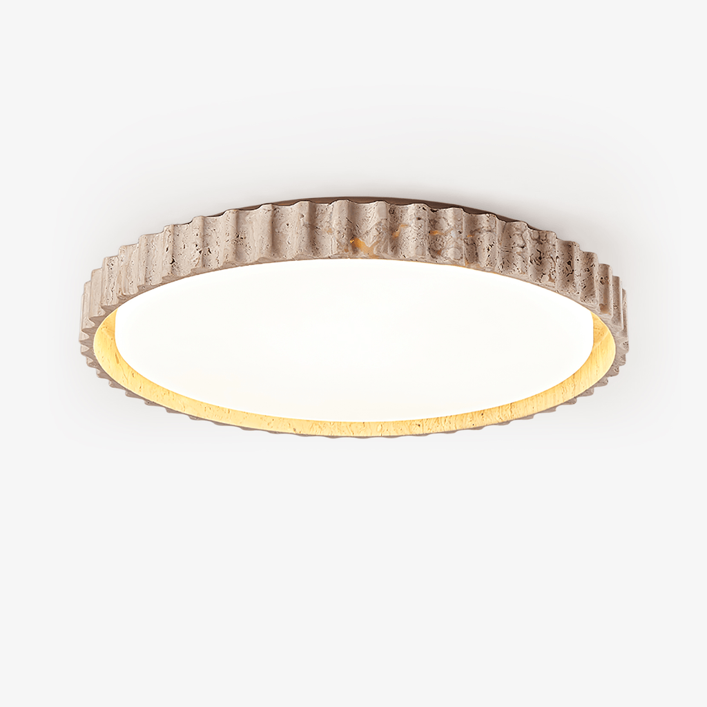 Ornorus Fluted Ring Travertine Ceiling Light