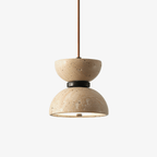 Tersus  Travertine Hourglass Pendant  Light Double-dome
