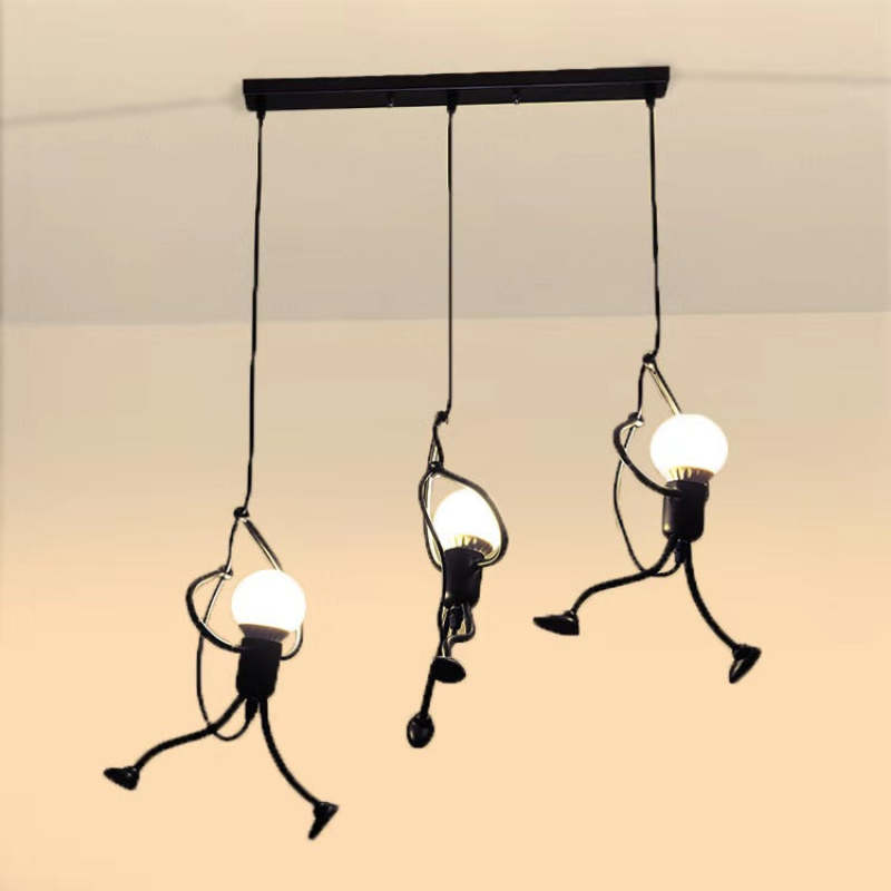 Miro Retro Modern Iron Man Pendant Light, Black