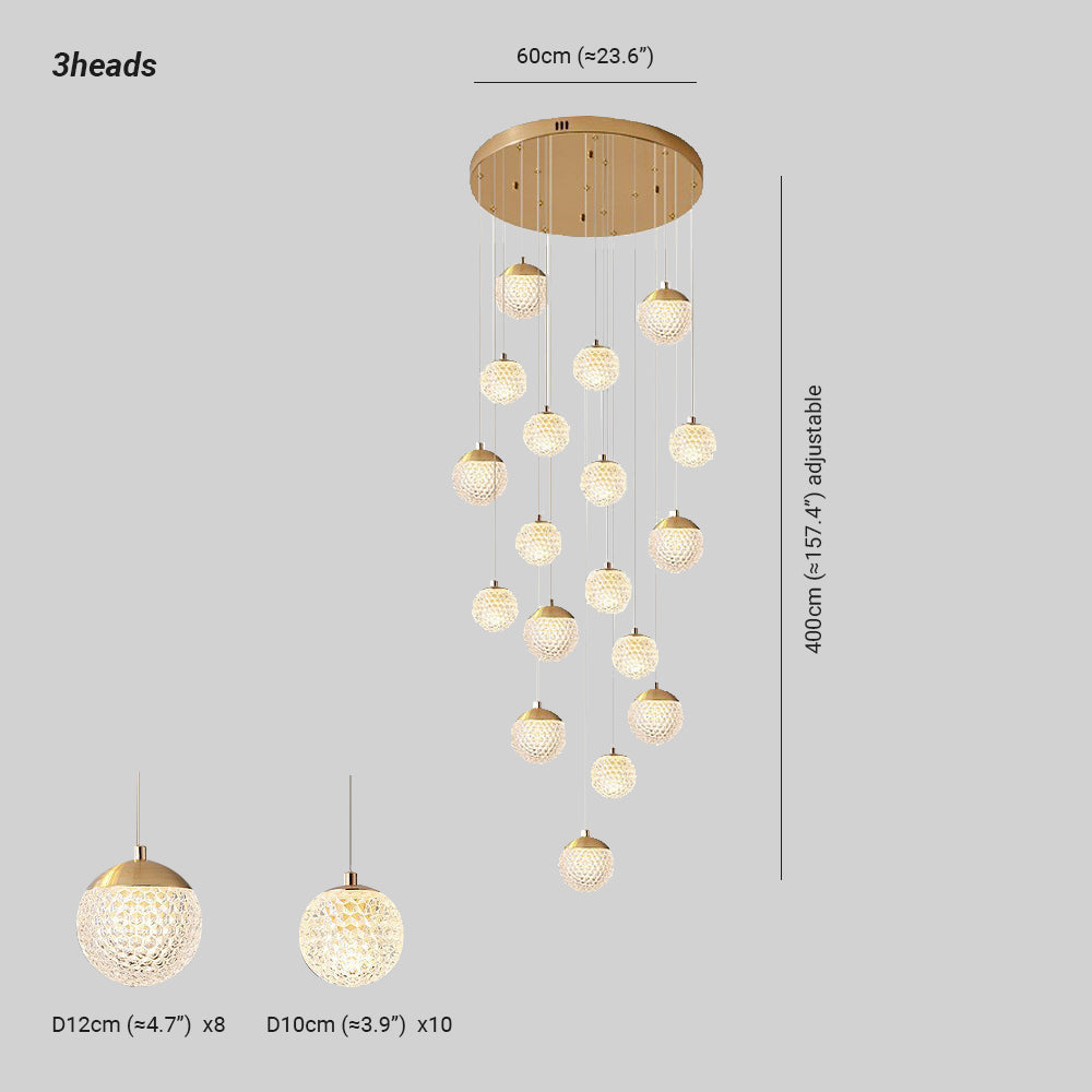 Arisha Multi Staircase Modern Art Deco Pendant Light, Gold