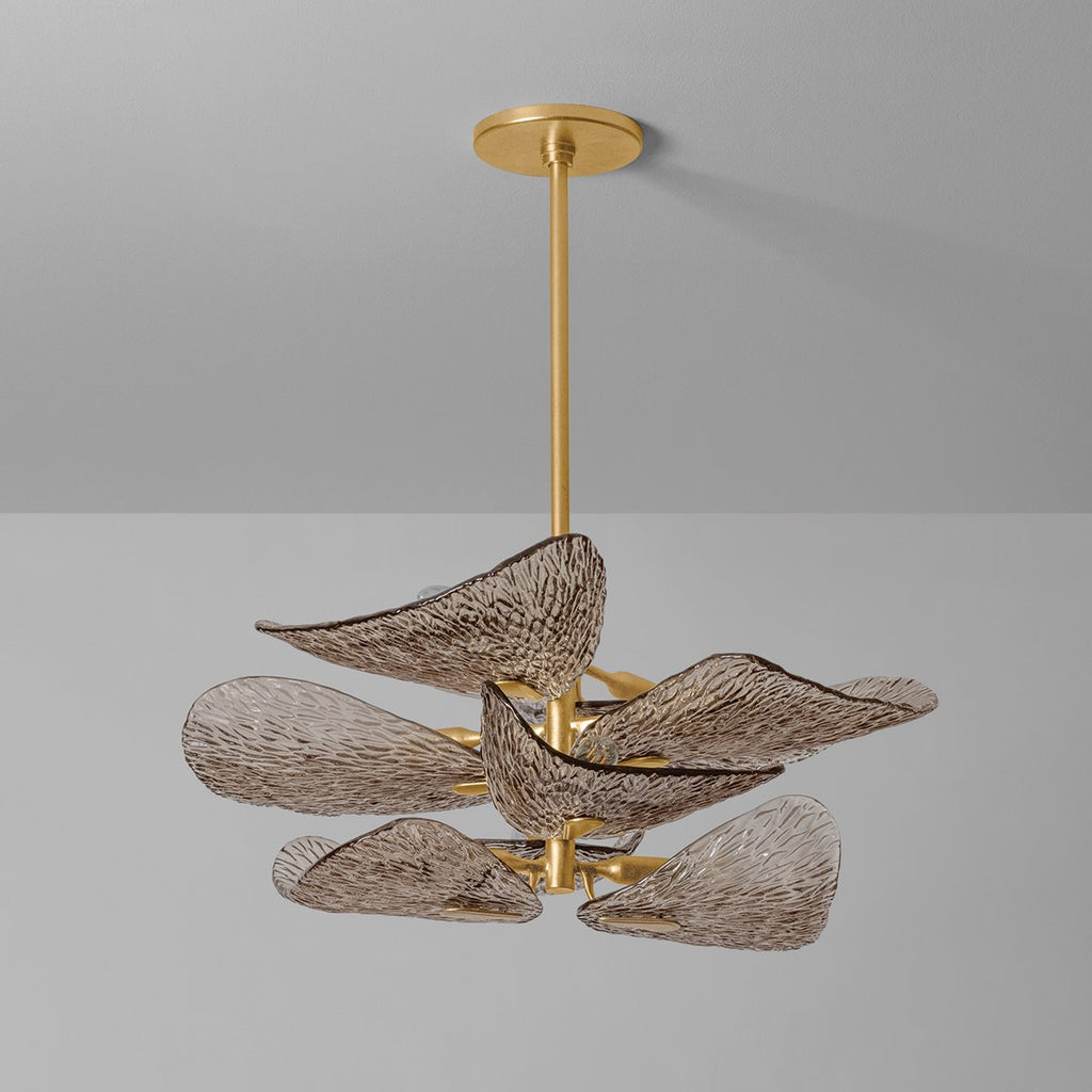 Aurora Chandelier Cardiff Piastra Glass Petal Layered Bronze
