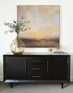 Neutral Beige Sunset Landscape Oil Painting