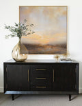 Neutral Beige Sunset Landscape Oil Painting