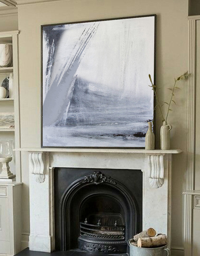 Gray White Minimalist Abstract Oil Painting