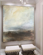 Minimalist Earth Tone Horizon Abstract Painting