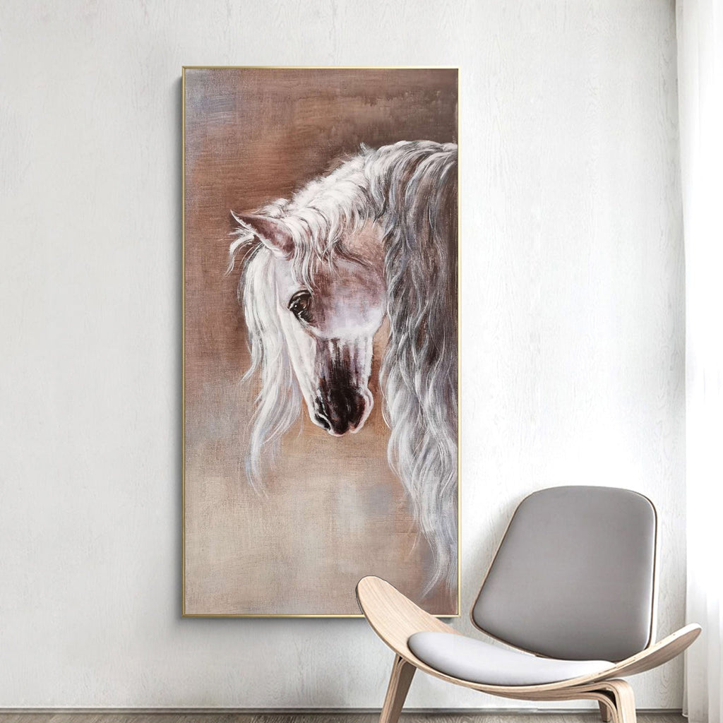 Ethereal White Horse Oil Painting