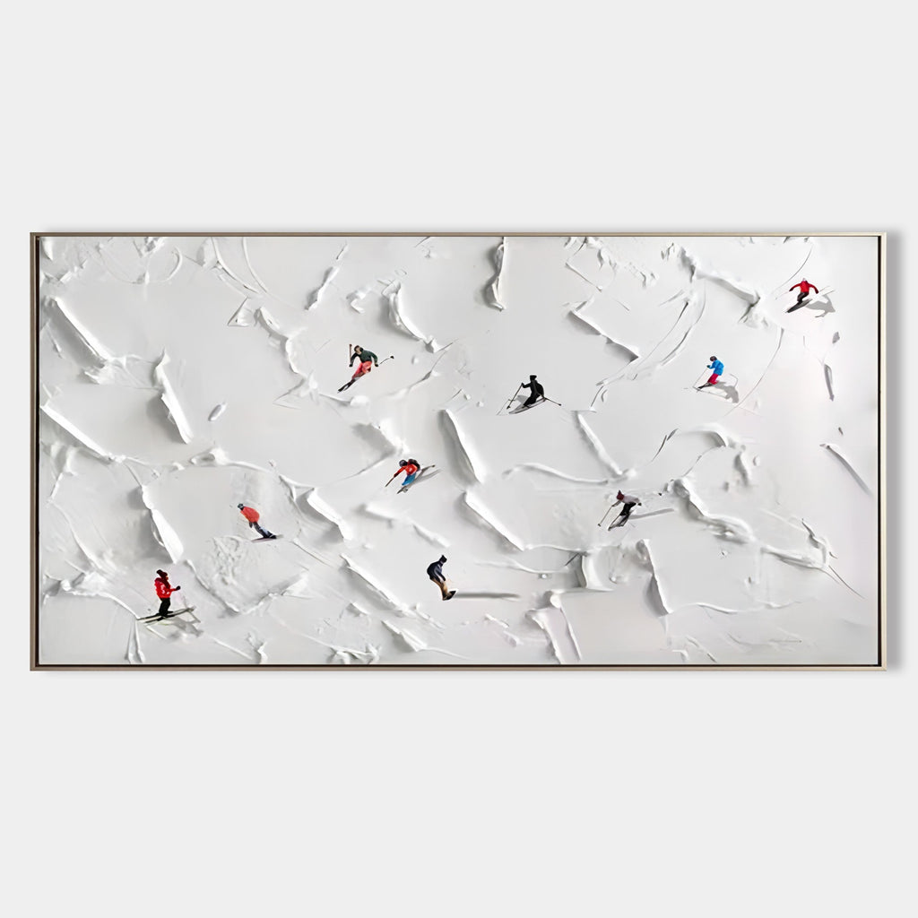 3D Textured Ski Resort Painting Winter Sports
