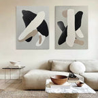 Abstract Neutral Organic Shape Diptych Wall Art