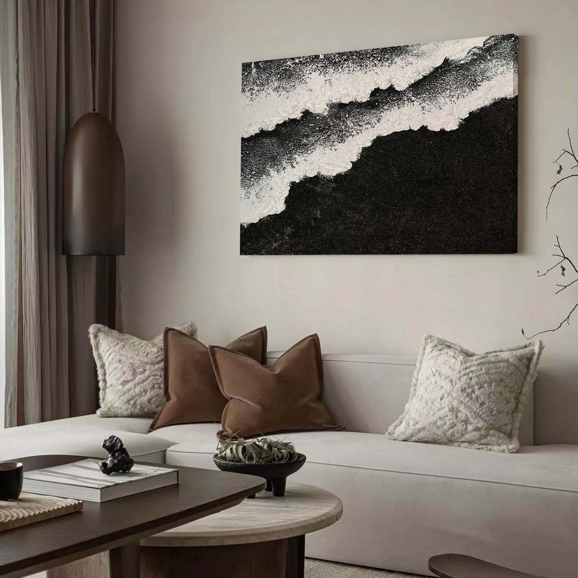 Black And White Wave Textured Wall Art