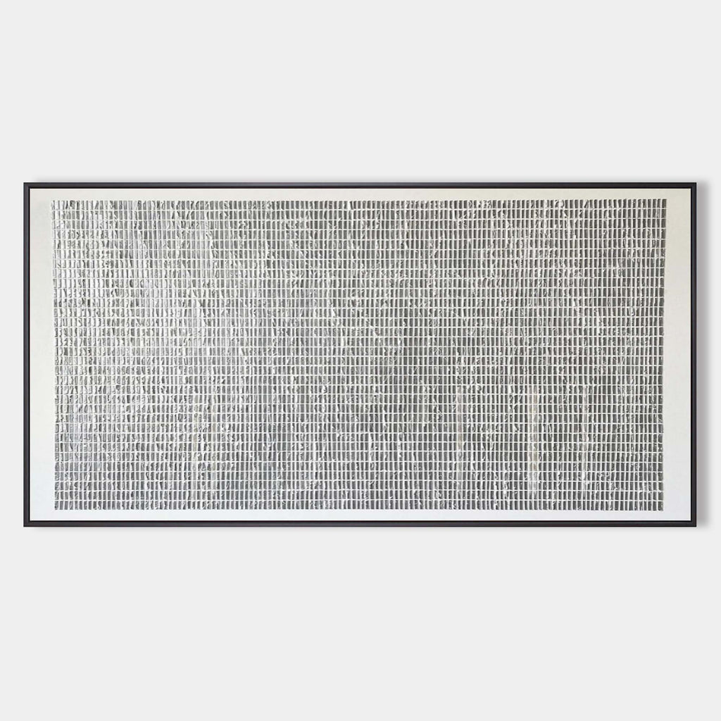 Textured Grid Painting Black White Neutral