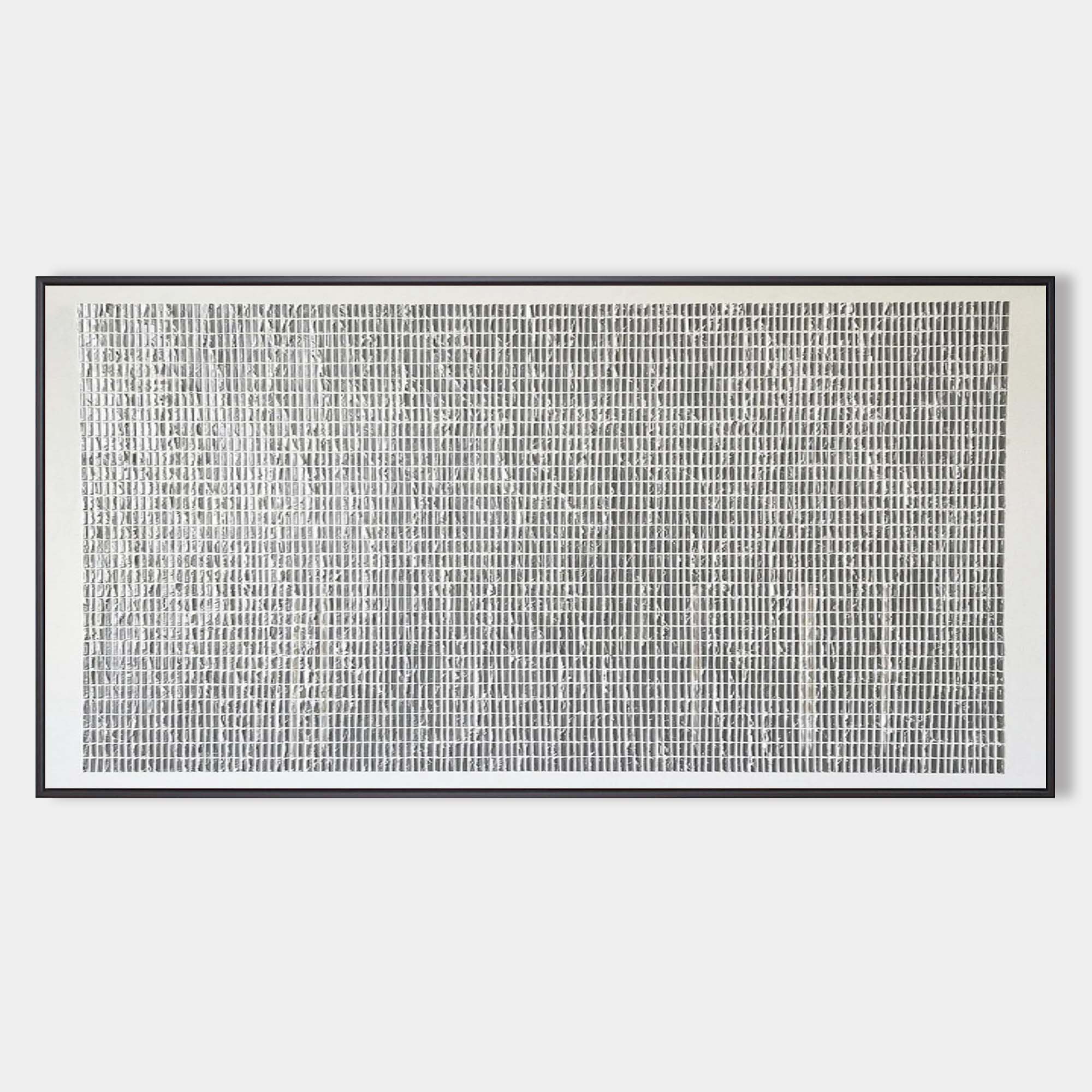 Textured Grid Painting Black White Neutral