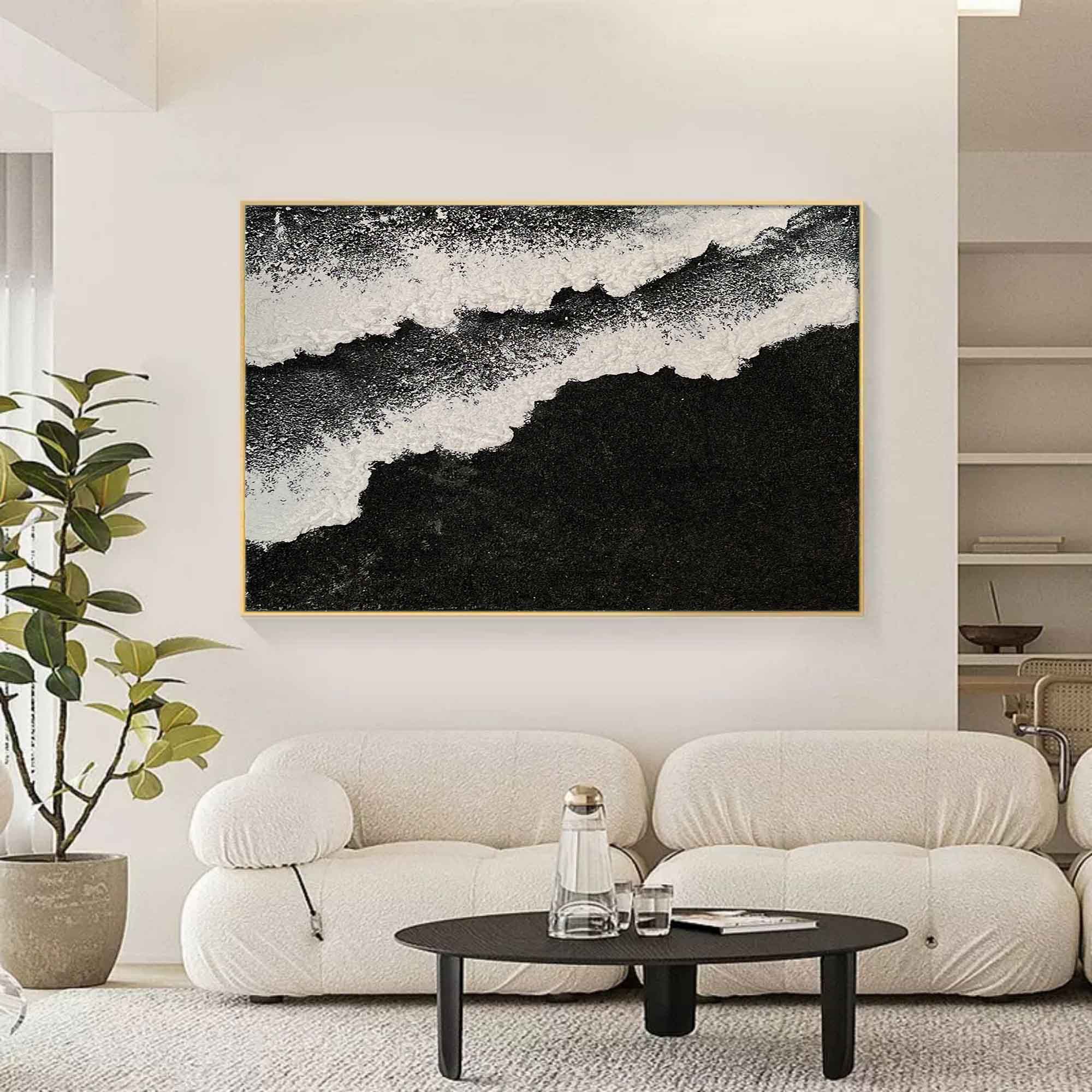 Black And White Wave Textured Wall Art