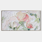 Soft Pink Roses Impasto Painting