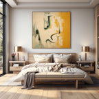 Mustard Yellow & Teal Abstract Oil Painting