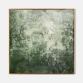 Expressionist Tactile Sage Green Oil Painting White Line Calm