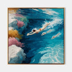 Tropical Ocean Swimmers Impasto Painting