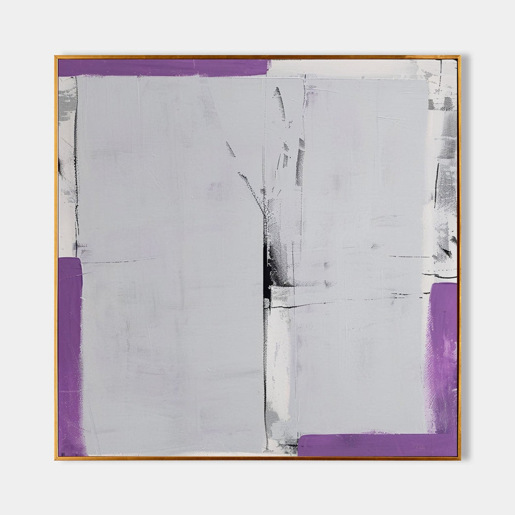 Textured Geometric Oil Painting Purple Black