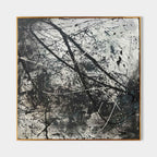 Expressionist Textured Splatter Oil Painting Black White Dynamic