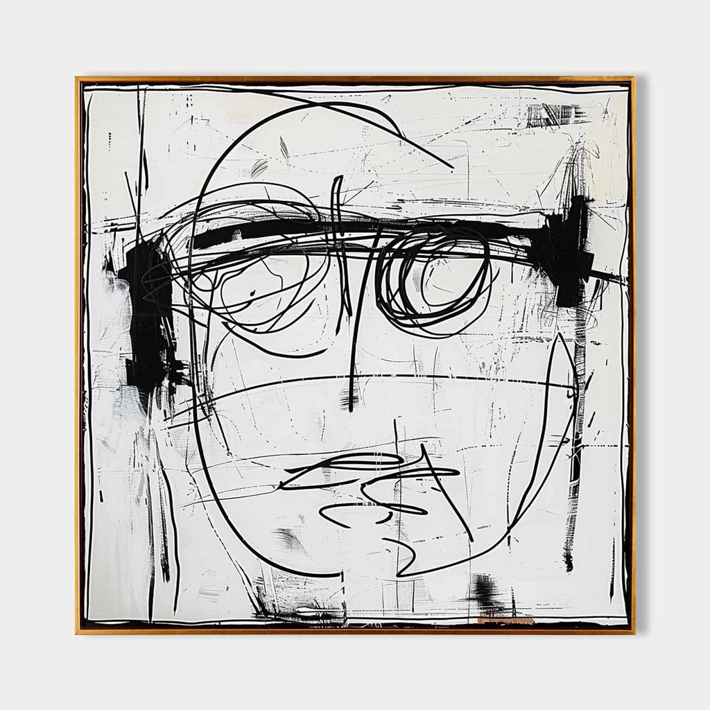 Abstract Expressionist Black White Face Painting